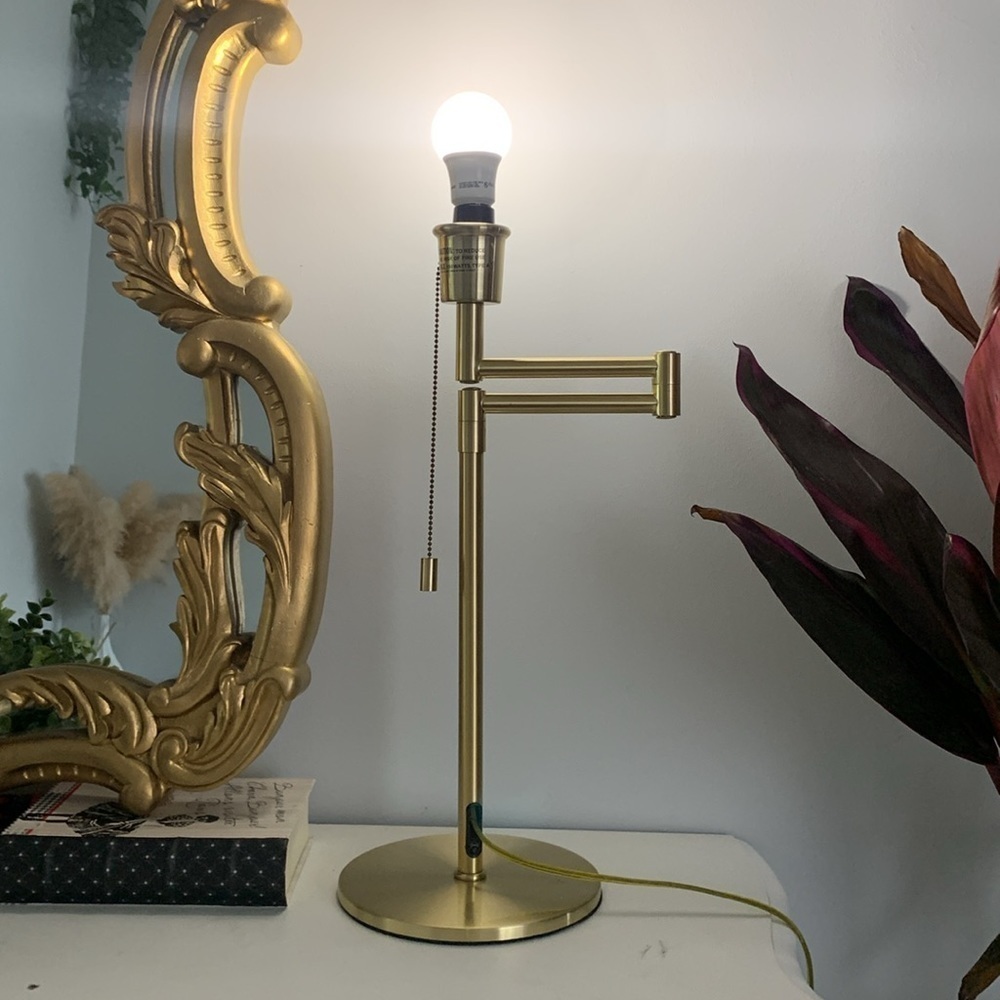 Brass Hollywood Regency style table lamp BASE‎ with a swivel arm adjustable MCM